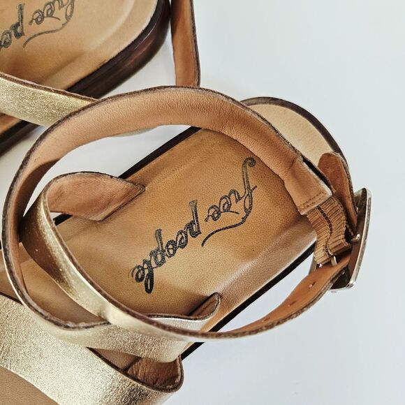 NWOB Free People Collection Romeo Square Toe Leather Wrap Sandal in Platino 36 - Picture 9 of 16